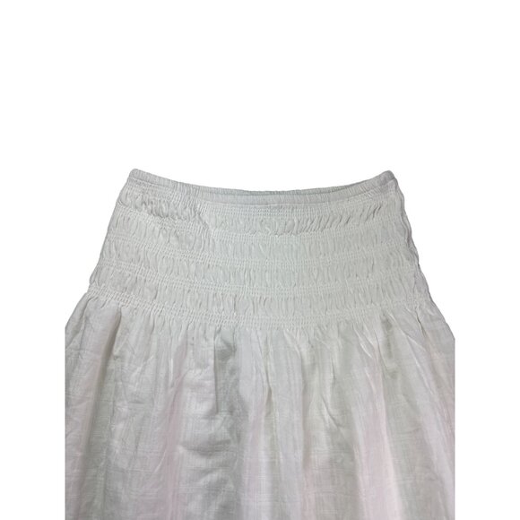 No Boundaries White Midi Skirt Smocked Waist XS (0-2) Gauzy Sheer Cotton Lined - Picture 2 of 9